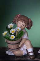 Pianta Artificiale Bambina in Ginocchio con Vaso 28 5 cm-5