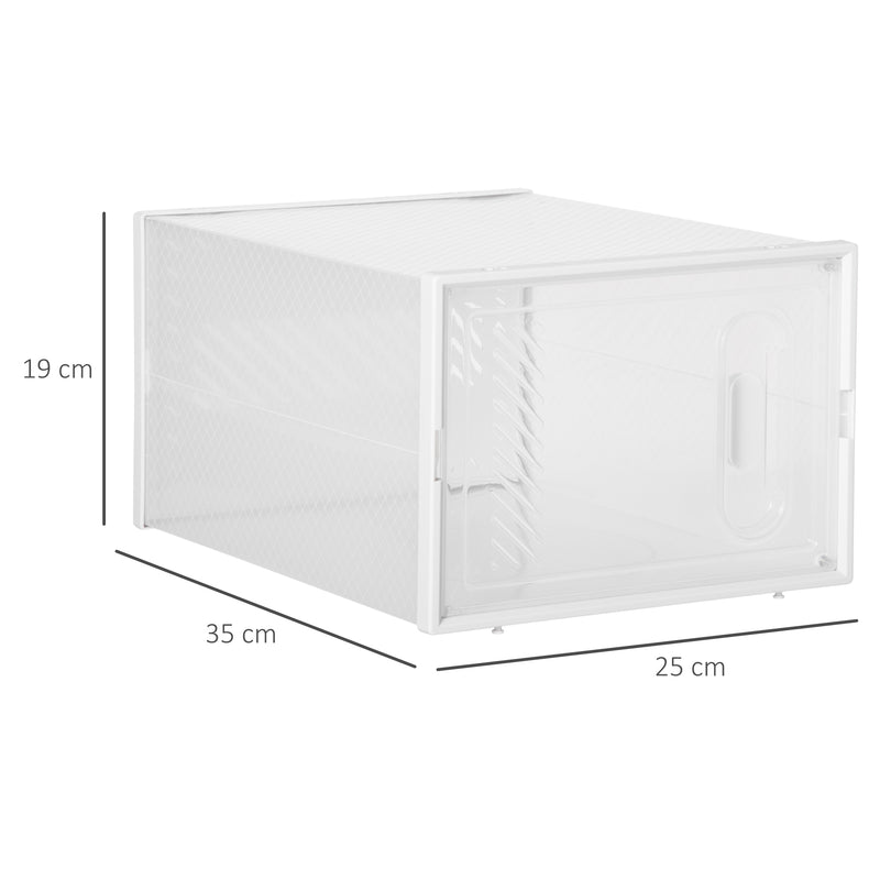 Scarpiera Modulare 18 Box 25x35x19 cm in Plastica PP Trasparente e Bianco-3