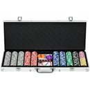Set Poker per 9-10 Giocatori con 500 Fiches 2 Mazzi di Carte e 5 Dadi con Valigetta in Alluminio e Poliestere Argento-1