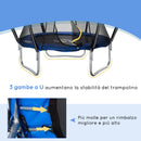 Trampolino Tappeto Elastico per Bambini Ø225x235 cm in Acciaio e PVC Nero e Blu-5