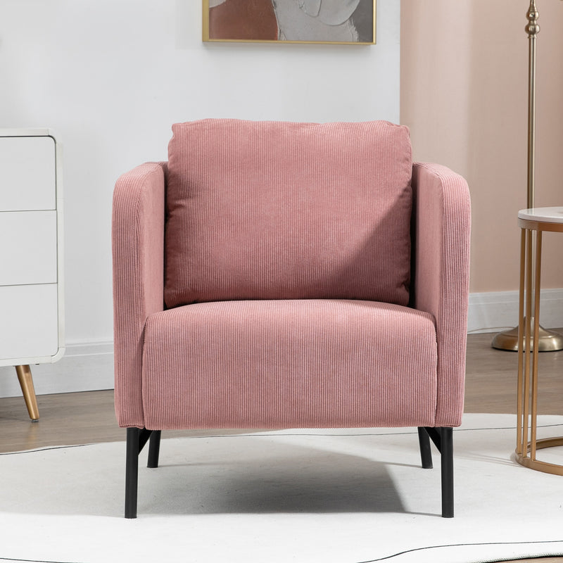 Poltroncina 73x74x82 cm in Velluto a Coste Rosa-6