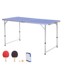 Tavolo Pieghevole da Campeggio 160x80x70 cm con Rete da Ping Pong  Blu-7