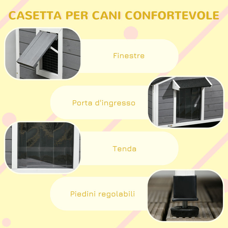 Cuccia Casetta per Cani 109x79x72 cm in Legno Grigio-7