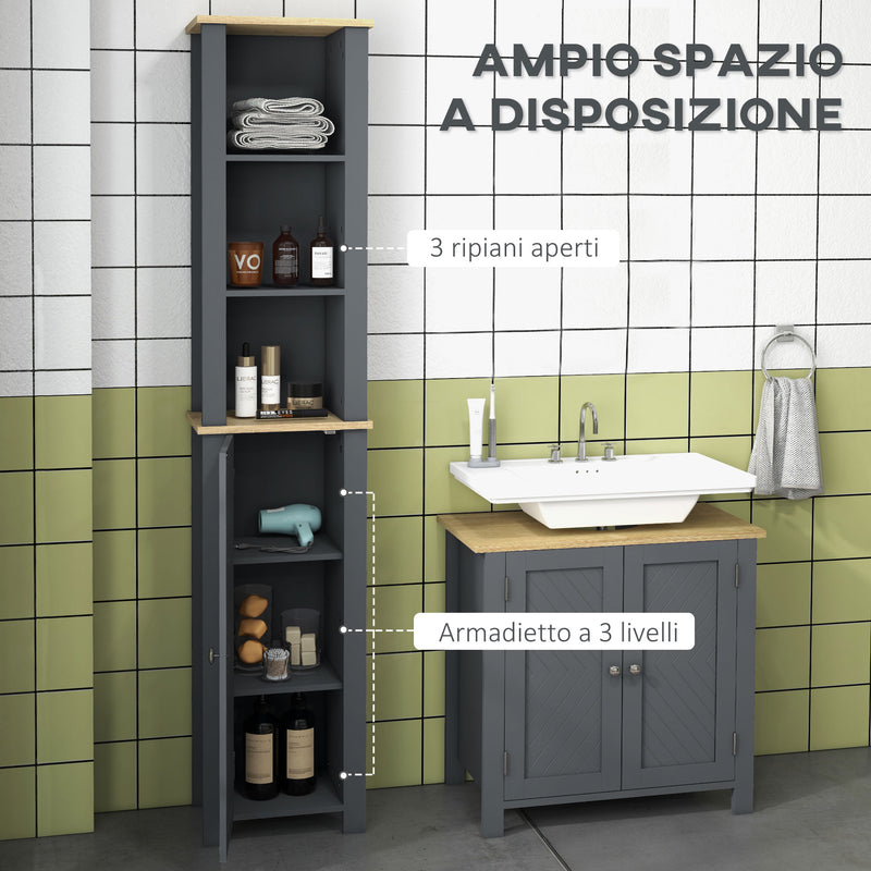 Mobile Sopra WC Salvaspazio 60x23x173 cm in MDF e Bambù Naturale – acquista  su Giordano Shop