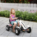 Go Kart a Pedali per Bambini 121x58x61 cm con Sedile Regolabile e Freno a Mano Bianca-2