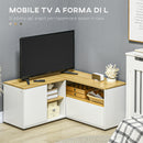 Mobile TV a L max 40” 90x90x45 cm in Truciolato Bianco e Rovere-4