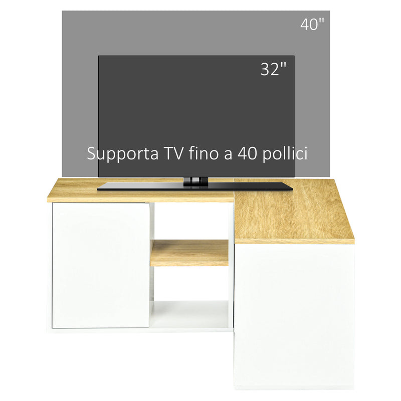 Mobile TV a L max 40” 90x90x45 cm in Truciolato Bianco e Rovere-6