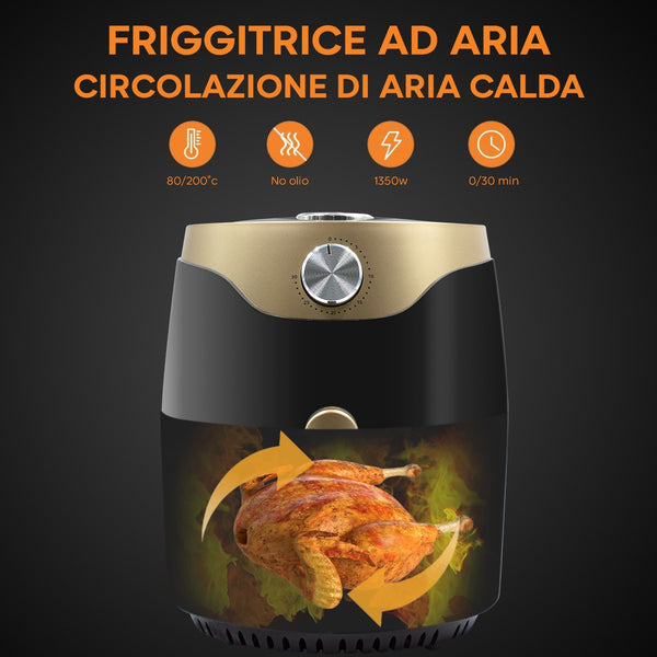 online Friggitrice ad Aria 1350W Capacità 5,5L Nero