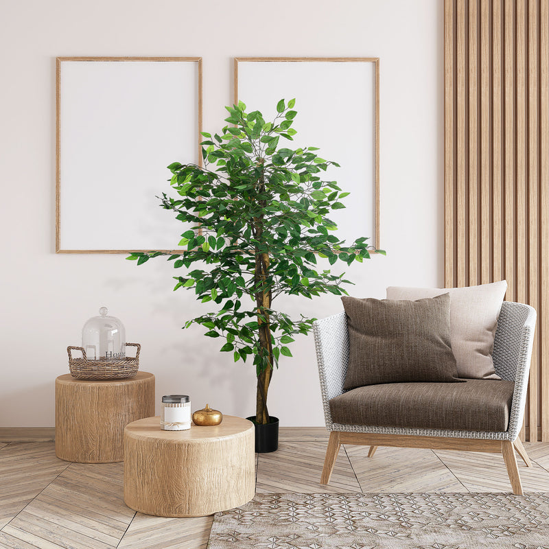 Pianta Artificiale di Ficus da Interno e Esterno H150 cm con Vaso Verde-2