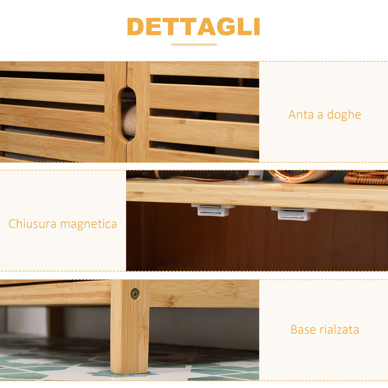 Mobiletto Bagno con Cesto Bucato 40x30x86,5 cm in MDF e Bambù Naturale –  acquista su Giordano Shop
