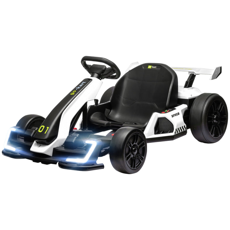 Go Kart a Pedali per Bambini 24V con Seggiolino Regolabile Bianco-1