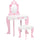Specchiera Giocattolo per Bambini 50x36,5x89,5 cm con Sgabello in MDF Bianco e Rosa