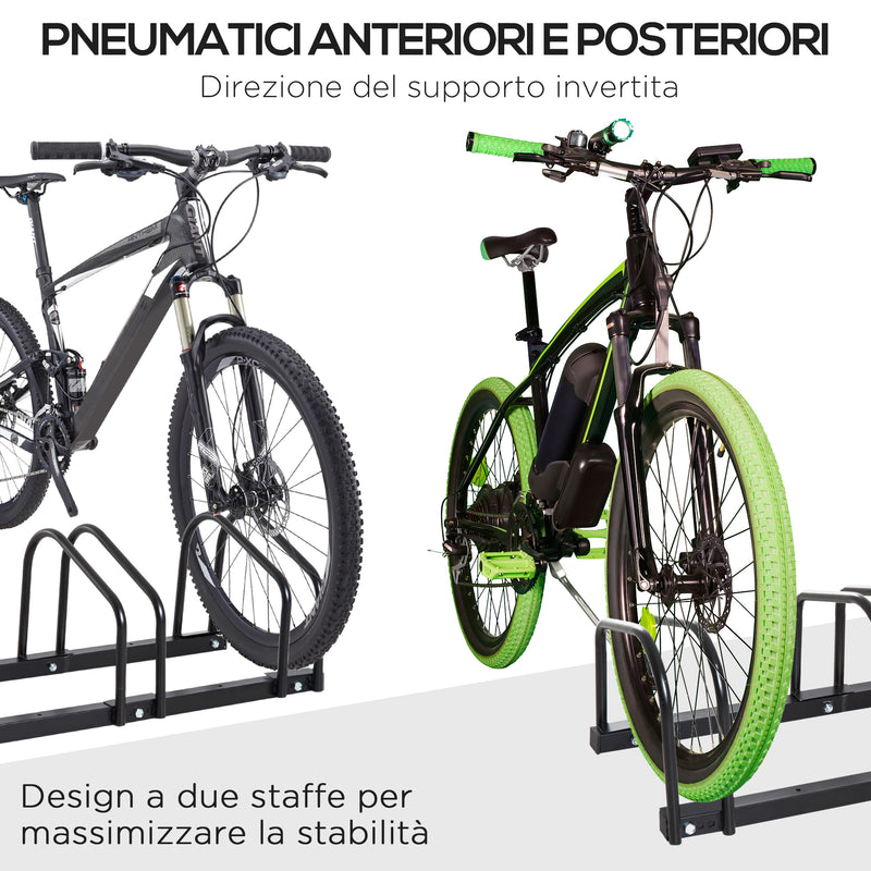Rastrelliera Porta Biciclette 4 Posti 110x33x27 cm in Acciaio Nero-6