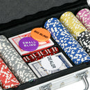 Set Poker per 7-8 Giocatori con 300 Fiches 2 Mazzi di Carte e 5 Dadi con Valigetta in Alluminio e Poliestere Argento-8