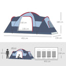 Tenda da Campeggio per 6 Persone 4,55x2,3x1,8m con Pali in Fibra di Vetro Grigia-3