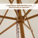 Ombrellone da Giardino con Copertura Rimovibile 2x3m in Legno Laccato Bianco-5