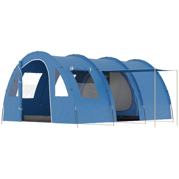 Tenda da Campeggio per 5-6 Persone 475x315x215 cm con 2 Porte Finestre e Tasche Portaoggetti Blu acquista