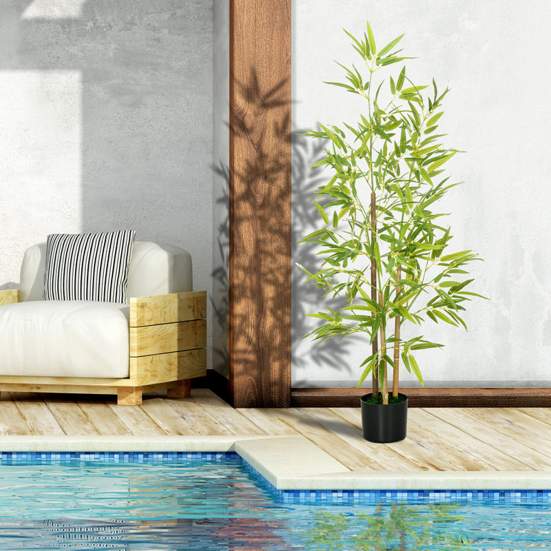 Pianta Artificiale di Bambù da Interno H120 cm con Vaso Verde-4
