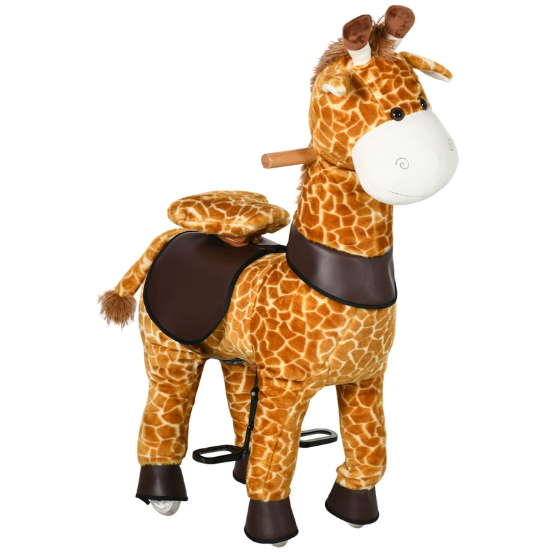 Cavallo a Dondolo per Bambini 70x32x87 cm con Ruote a Forma di Giraffa Giallo-1
