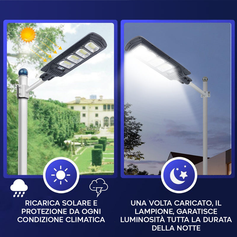 Lampada Testa Palop Stradale a Ricarica Solare 200W con Sensore di Movimento e Telecomando-4