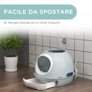 Toilette Chiusa per Gatti 47x55x44 cm con Vassoio Estraibile e Paletta Azzurro-6