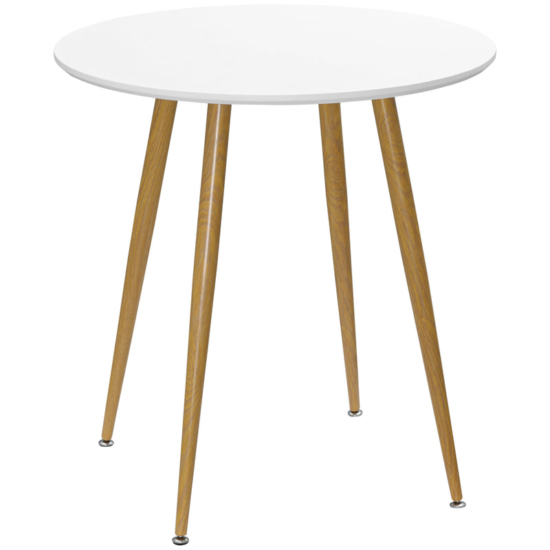 Tavolo da Pranzo Rotondo per 2 Persone Ø72x75 cm in MDF e Metallo Bianco e color Legno-1