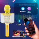 Microfono Karaoke Wireless con Luci Led Registra Canta e Riproduce Musica Oro-2
