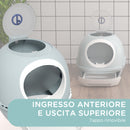 Toilette Chiusa per Gatti 47x55x44 cm con Vassoio Estraibile e Paletta Azzurro-7