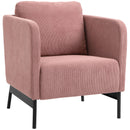 Poltroncina 73x74x82 cm in Velluto a Coste Rosa-1