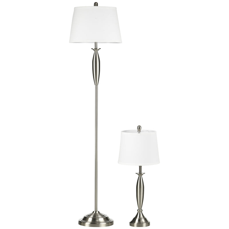 Lampada di design moderno da tavolo in acciaio e paralume bianco Renna