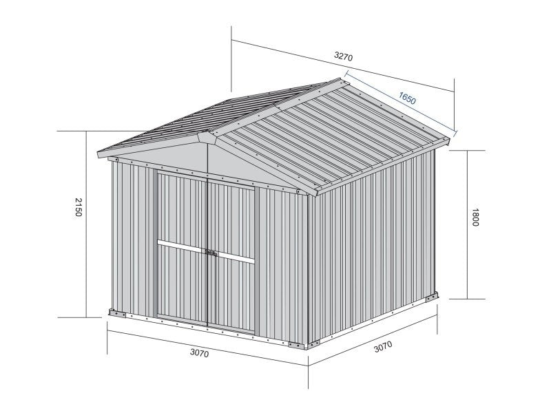 Casetta Box da Giardino in Lamiera di Acciaio Porta Utensili 327x307x217 cm Enaudi Legno-1