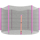 Rete di Protezione per Trampolini a 6 Pali con Ingresso con Cerniera Ø305x180 cm in PE Nero e Rosa-1