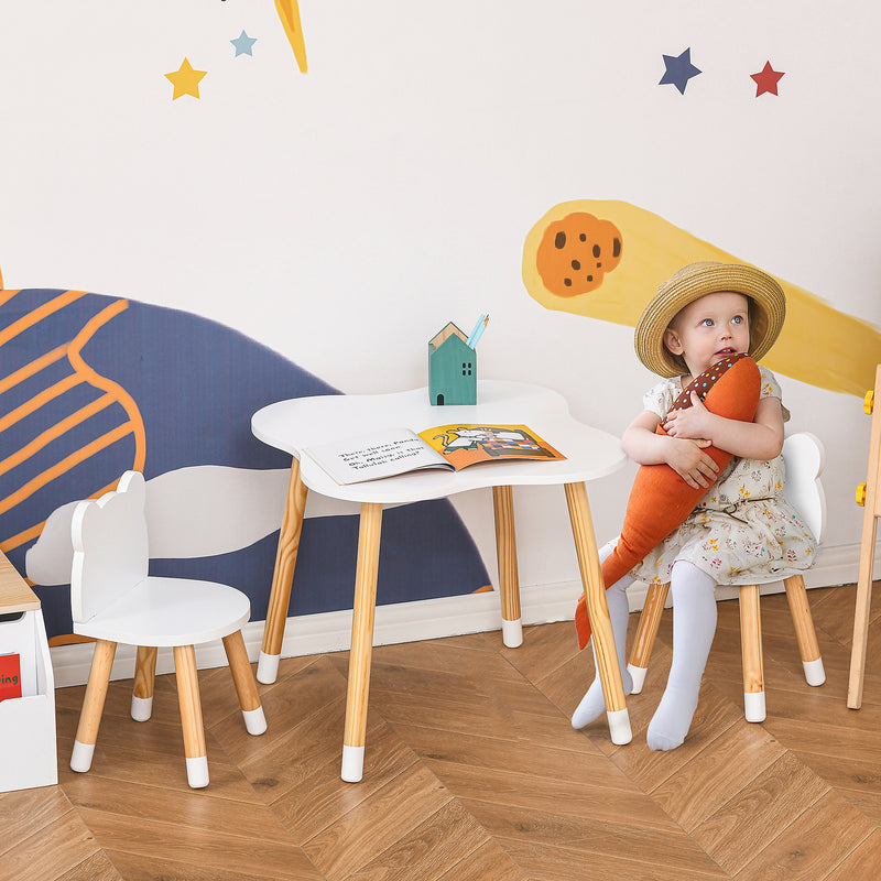 Set Tavolino con 2 Sedie per Bambini a Forma di Orsetto in Legno di Pino e  MDF Bianco – acquista su Giordano Shop