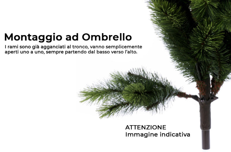 Albero di Natale Artificiale Innevato 210 cm 54 Rami con 500 LED Pino della Maiella Verde-5