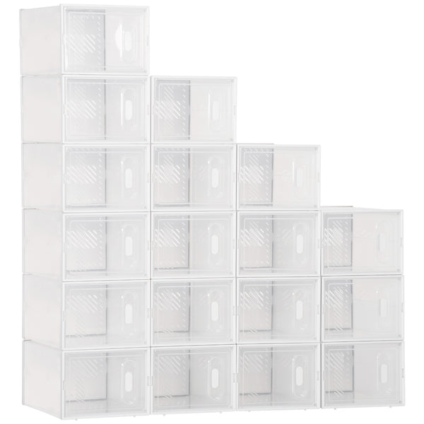 Mobile scarpiera 18 cubi in pp bianco e trasparente
