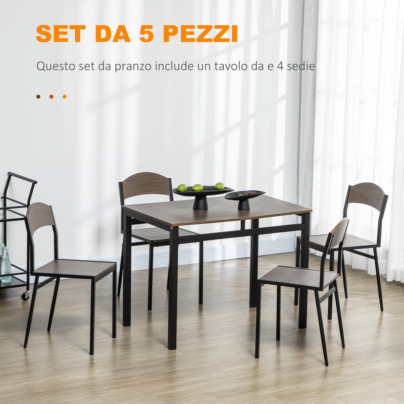 Set pranzo tavolo pieghevole 150x90 cm e 4 sedie pieghevoli in