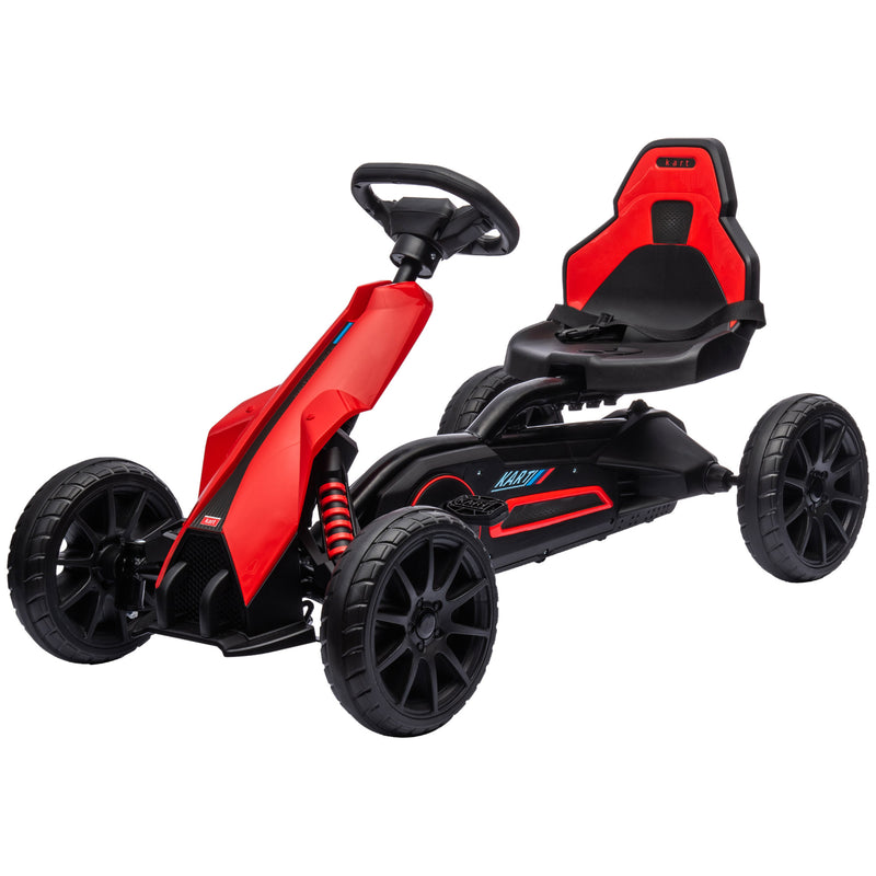 Go Kart a Pedali per Bambini 100x58x58,5 cm Ruote in EVA Rosso Nero-1