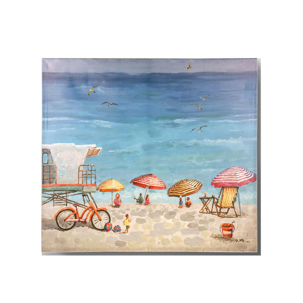 prezzo Quadro con Spiaggia e Ombrelloni Dim 90x100 cm
