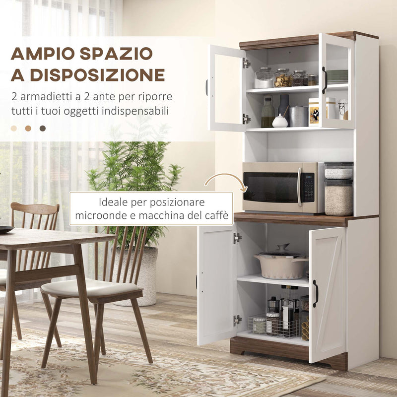 Credenza per Cucina con Armadietto a 2 Ante e Piano di Lavoro 80x39,5x176 cm in MDF Bianco-4