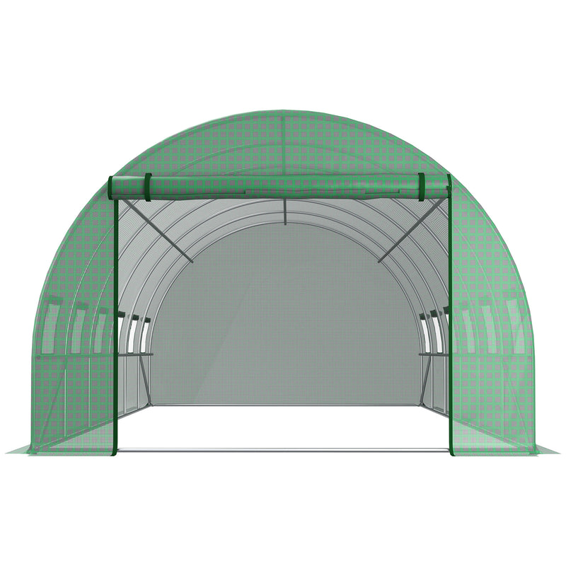 Telo di Ricambio per Serra da Giardino 6x3x2 m con 12 Finestre e Porta Avvolgibile Verde-7