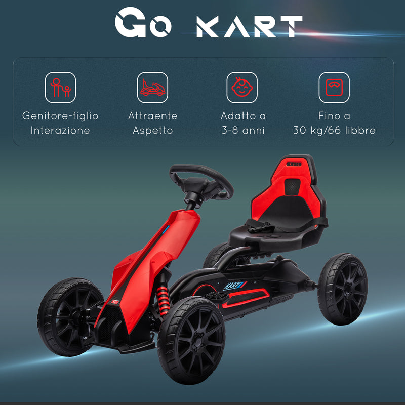 Go Kart a Pedali per Bambini 100x58x58,5 cm Ruote in EVA Rosso Nero-7