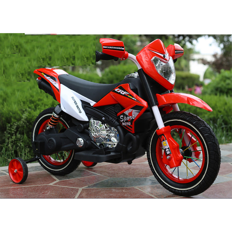 Moto Motocicletta Elettrica per Bambini 6V Kidfun Motocross Rossa-4