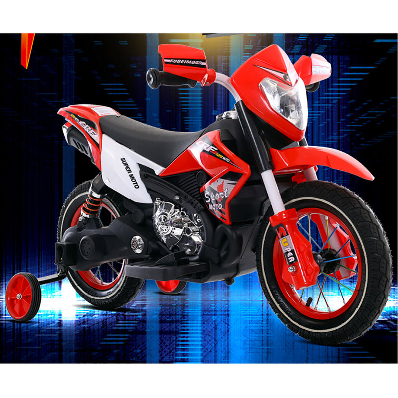 Moto Motocicletta Elettrica per Bambini 6V Kidfun Motocross Rossa-5