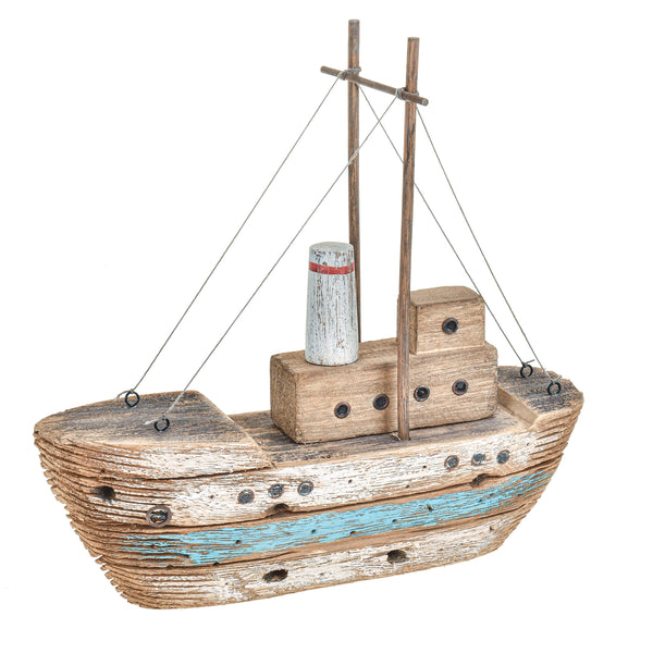 online Modellino Barca Legno Invecchiata 34x33H cm