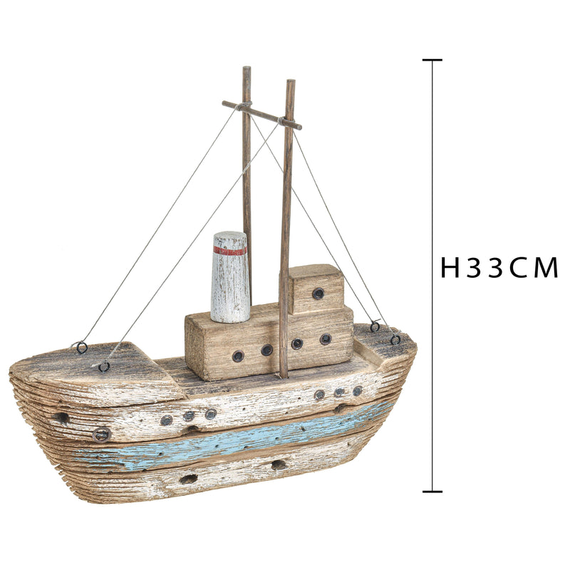 Modellino Barca Legno Invecchiata 34x33H cm-2