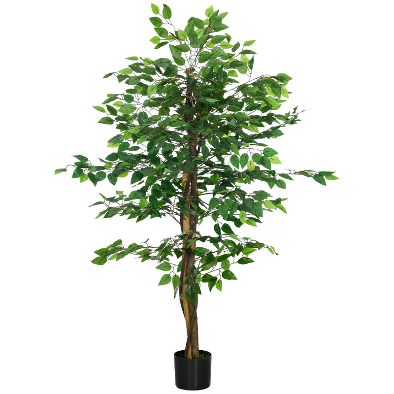 Pianta Artificiale di Ficus da Interno e Esterno H150 cm con Vaso Verde-1