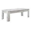 Tavolino basso 122x60x45 cm Rock effetto marmo bianco-1