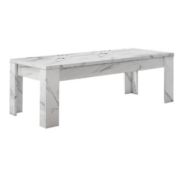 acquista Tavolino basso 122x60x45 cm Rock effetto marmo bianco