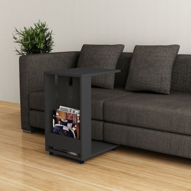 Tavolino da divano 37x45x67 cm Edi  porta pc e riviste antracite-2