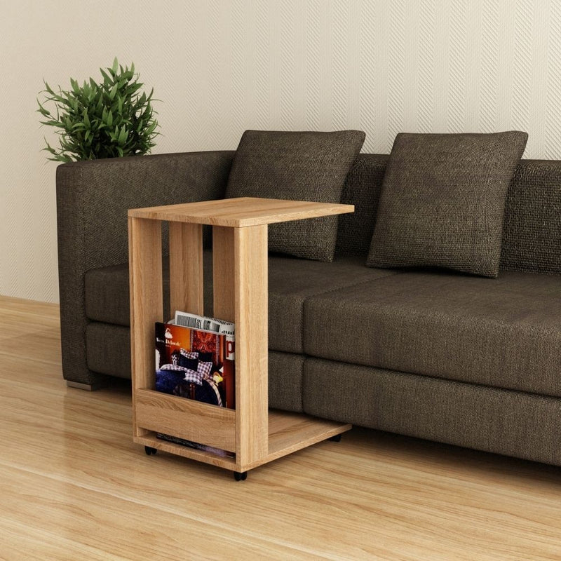 Tavolino da divano 37x45x60 cm Edi porta pc e riviste rovere oak